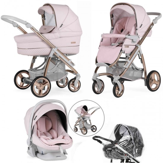 Bebecar Ip-Op Classic XL Trio 3 in 1 Travel System + Lie Flat Car Seat, Rose Blush Bebecar Ip-Op Classic XL Trio 3 in 1 Travel System + Lie Flat Car Seat, Rose Blush