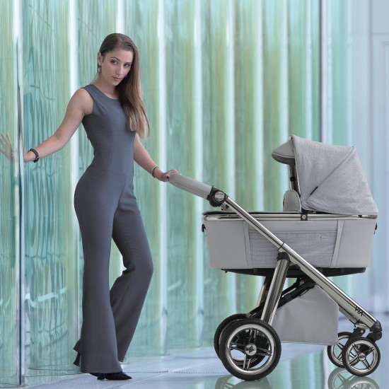 Bebecar Prive Via+ 3 in 1 Combination Pram + Raincover, LA3 Safety Kit, Diamond Grey