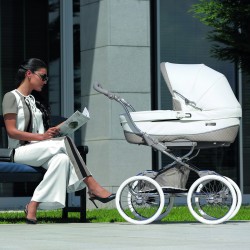 Bebecar Stylo Class+ Pram + Lie Flat Car Seat Travel System, Raincover & FREE Bag, Iced Mocha