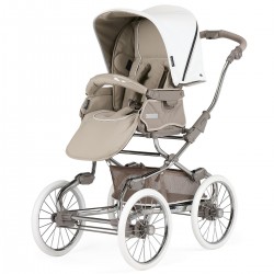 Bebecar Stylo Class+ Special Pram + Lie Flat Car Seat Travel System, Raincover & FREE Isofix Base, Iced Mocha