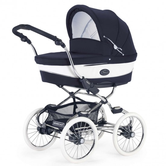 Bebecar Stylo Class+ Classic Pram + Lie Flat Car Seat Travel System, Raincover & FREE Bag, Oxford Blue