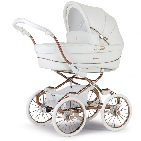 Bebecar Stylo Class+ Special 3 in 1 Pram + Raincover & FREE Bag, White Rose