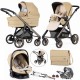 Bebecar V-Pack Complete Travel System + Lie Flat Car Seat, Raincover, LA3 Kit & Bag, Caramel - 2025 BLACK FRIDAY DEAL