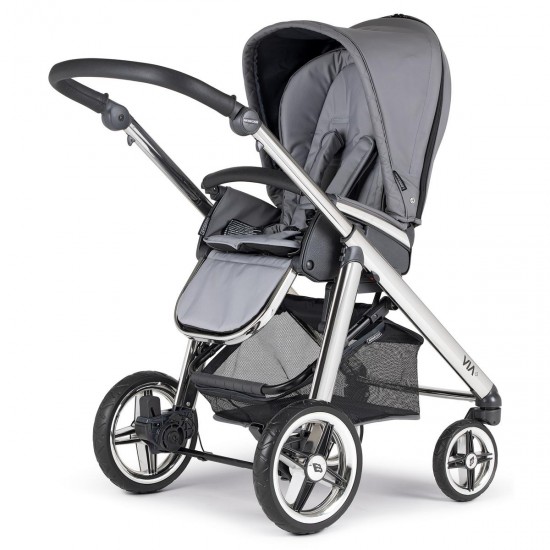 Bebecar Via + Combination Pram + Raincover, LA3 Kit & FREE Bag, Stormy Grey