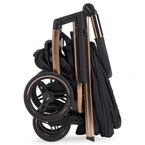 Bebecar Wei Complete Travel System + Lie Flat Car Seat & Raincover, Soft Black