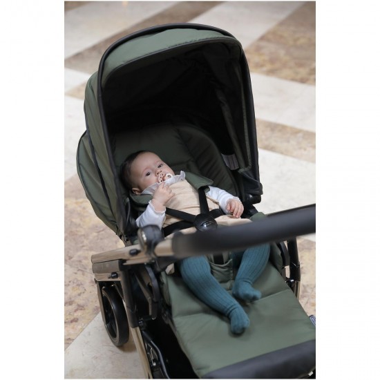 Bebecar Wei Complete Travel System + Lie Flat Car Seat, Raincover & FREE Bag, Soft Green