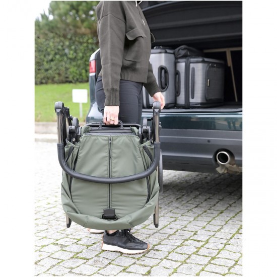 Bebecar Wei Complete Travel System + Lie Flat Car Seat, Raincover & FREE Bag, Soft Green