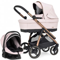 Bebecar Wei Complete Travel System + Lie Flat Car Seat & Raincover, Soft Pink