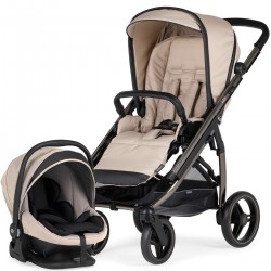 Bebecar Wei Pushchair + Lie Flat Car Seat & Raincover, Soft Beige