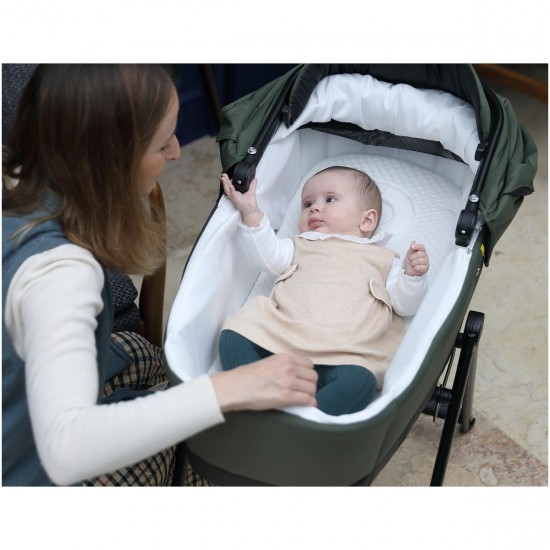 Bebecar Wei Complete Travel System + Lie Flat Car Seat & Raincover, Soft Grey