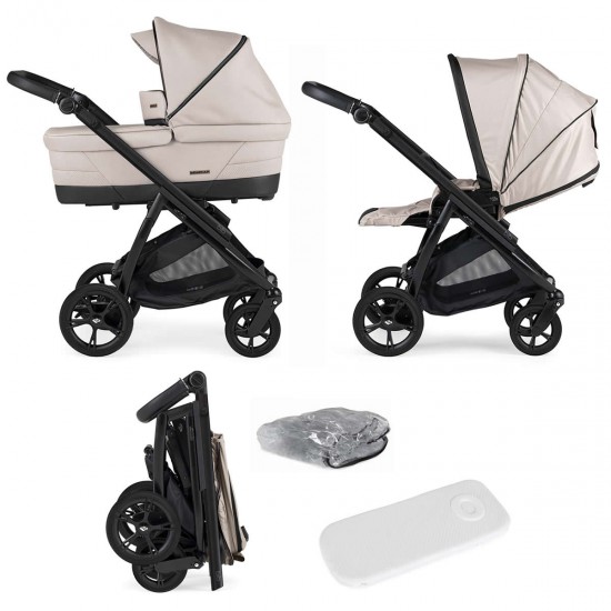 Bebecar Bib Duo 2 in 1 Pram + Raincover, Beige Bebecar Bib Duo 2 in 1 Pram + Raincover, Beige