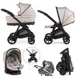 Bebecar Bib Trio 3 in 1 Travel System + Lie Flat Car Seat, Beige