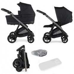 Bebecar Bib Duo 2 in 1 Pram + Raincover, Black