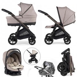 Bebecar Bib Trio 3 in 1 Travel System + Lie Flat Car Seat, Caramel