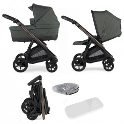 Bebecar Bib Duo 2 in 1 Pram + Raincover, Dark Green