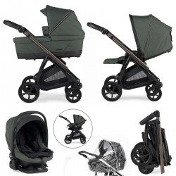 Bebecar Bib Trio 3 in 1 Travel System + Lie Flat Car Seat, Dark Green