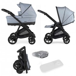 Bebecar Bib Duo 2 in 1 Pram + Raincover, Light Blue