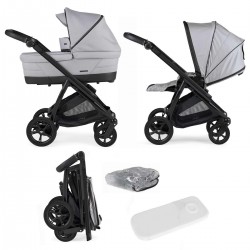 Bebecar Bib Duo 2 in 1 Pram + Raincover, Light Grey