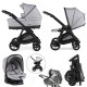 Bebecar Bib Trio 3 in 1 Travel System + Lie Flat Car Seat, Light Grey Bebecar Bib Trio 3 in 1 Travel System + Lie Flat Car Seat, Light Grey