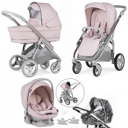 Bebecar Minipop Trio 3 in 1 Travel System + Lie Flat Car Seat, Pink