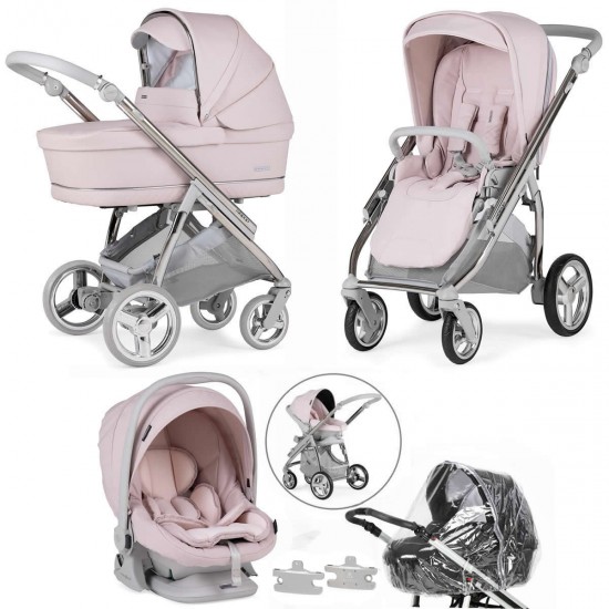 Bebecar Minipop Trio 3 in 1 Travel System + Lie Flat Car Seat, Pink Bebecar Minipop Trio 3 in 1 Travel System + Lie Flat Car Seat, Pink
