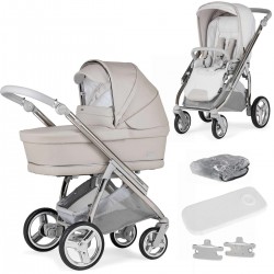 Bebecar Minipop Duo 2 in 1 Pram + Raincover, Stone