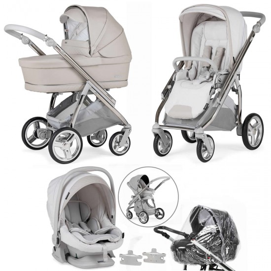 Bebecar Minipop Trio 3 in 1 Travel System + Lie Flat Car Seat, Stone Bebecar Minipop Trio 3 in 1 Travel System + Lie Flat Car Seat, Stone