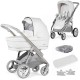 Bebecar Minipop Duo 2 in 1 Pram + Raincover, White Delight Bebecar Minipop Duo 2 in 1 Pram + Raincover, White Delight
