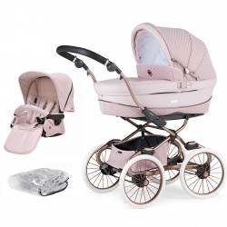 Bebecar Prive Stylo Class+ 2 in 1 Pram + Raincover, Woven Pink