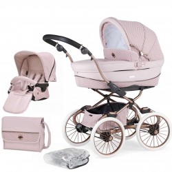 Bebecar Prive Stylo Class+ 2 in 1 Pram + Raincover & FREE Bag, Woven Pink