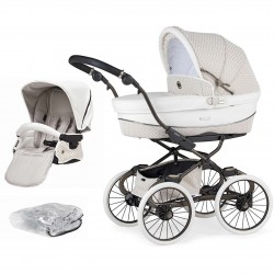 Bebecar Prive Stylo Class+ 2 in 1 Pram + Raincover, Woven White