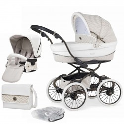 Bebecar Prive Stylo Class+ 2 in 1 Pram + Raincover & FREE Bag, Woven White