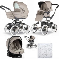 Bebecar Stylo Class+ Pram + Lie Flat Car Seat Travel System, Raincover, Autumn Beige