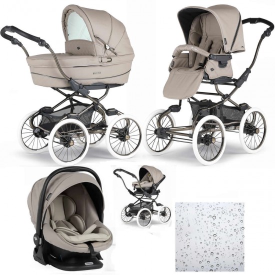 Bebecar Stylo Class+ Pram + Lie Flat Car Seat Travel System, Raincover, Autumn Beige Bebecar Stylo Class+ Pram + Lie Flat Car Seat Travel System, Raincover, Autumn Beige