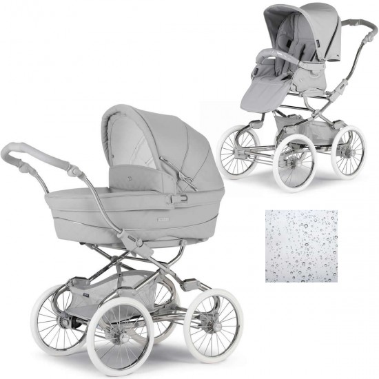 Bebecar Stylo Class+ 2 in 1 Pram + Raincover, Calm Grey Bebecar Stylo Class+ 2 in 1 Pram + Raincover, Calm Grey