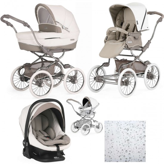Bebecar Stylo Class+ Pram + Lie Flat Car Seat Travel System, Raincover, Iced Mocha Bebecar Stylo Class+ Pram + Lie Flat Car Seat Travel System, Raincover, Iced Mocha