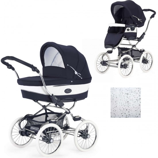 Bebecar Stylo Class+ 2 in 1 Pram + Raincover, Oxford Blue Bebecar Stylo Class+ 2 in 1 Pram + Raincover, Oxford Blue