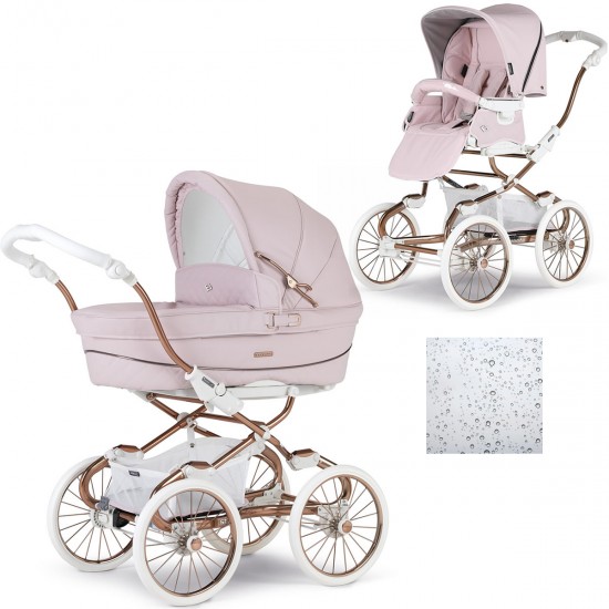 Bebecar Stylo Class+ 2 in 1 Pram + Raincover, Rose Pink Bebecar Stylo Class+ 2 in 1 Pram + Raincover, Rose Pink
