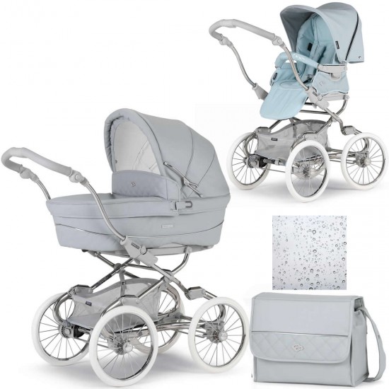 Bebecar Stylo Class+ 2 in 1 Pram + Raincover & FREE Bag Sky Blue