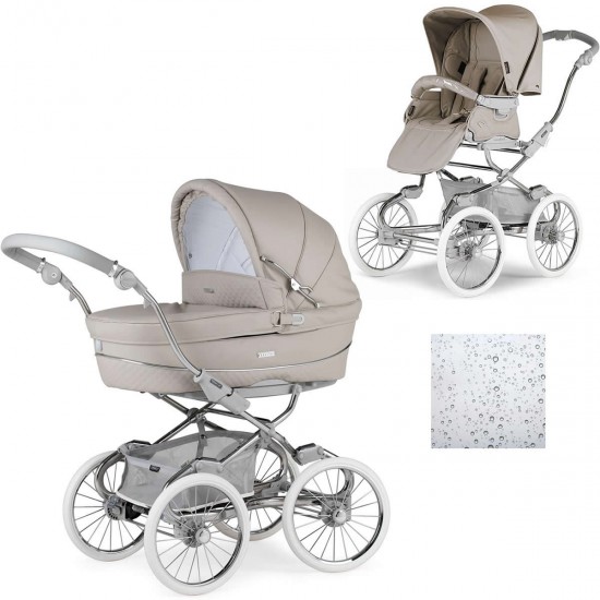 Bebecar Stylo Class+ 2 in 1 Pram + Raincover, Stone Bebecar Stylo Class+ 2 in 1 Pram + Raincover, Stone