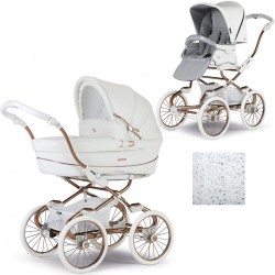 Bebecar Stylo Class+ 2 in 1 Pram + Raincover, White Rose