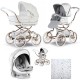 Bebecar Stylo Class+ Pram + Lie Flat Car Seat Travel System, Raincover, White Rose Bebecar Stylo Class+ Pram + Lie Flat Car Seat Travel System, Raincover, White Rose