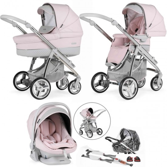 Bebecar Ip-Op Classic XL Trio 3 in 1 Travel System + Lie Flat Car Seat, Dusky Pink - 2025 BLACK FRIDAY DEAL