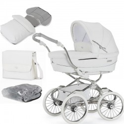 Bebecar Stylo Class 2 in 1 Pram + Raincover, Changing Bag & Footmuff - White Magic