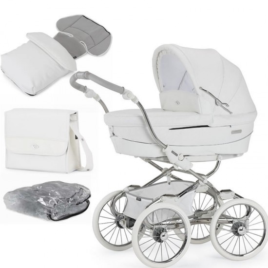 Bebecar Stylo Class 2 in 1 Pram + Raincover, Changing Bag & Footmuff - White Magic - 2025 BLACK FRIDAY DEAL