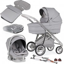 Bebecar V-Pack Complete Travel System + Lie Flat Car Seat, Raincover, LA3 Kit & Footmuff, Pebble