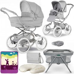 Bebecar Stylo Class+ 2 in 1 Pram + Raincover & FREE Bag, Crib, Blanket & Nursing Pillow, Calm Grey