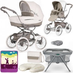 Bebecar Stylo Class+ 2 in 1 Pram + Raincover & FREE Bag, Crib, Blanket & Nursing Pillow, Iced Mocha