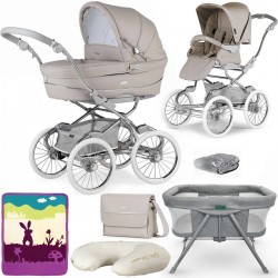 Bebecar Stylo Class+ 2 in 1 Pram + Raincover & FREE Bag, Crib, Blanket & Nursing Pillow, Stone