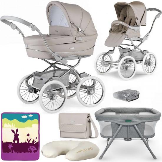 Bebecar Stylo Class+ 2 in 1 Pram + Raincover & FREE Bag, Crib, Blanket & Nursing Pillow, Stone Bebecar Stylo Class+ 2 in 1 Pram + Raincover & FREE Bag, Crib, Blanket & Nursing Pillow, Stone